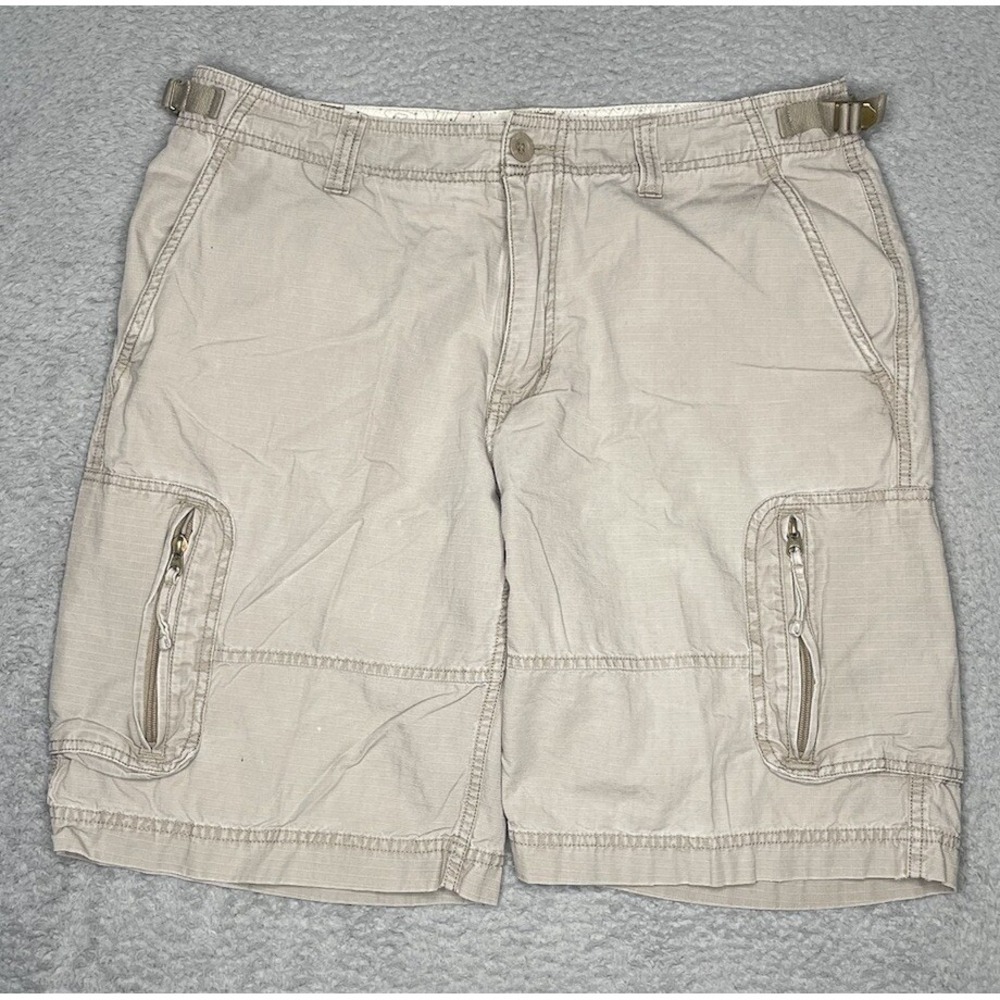 North Face Shorts Mens 36 Beige Cargo Zip Pockets Rip Stop Outdoors Hiking